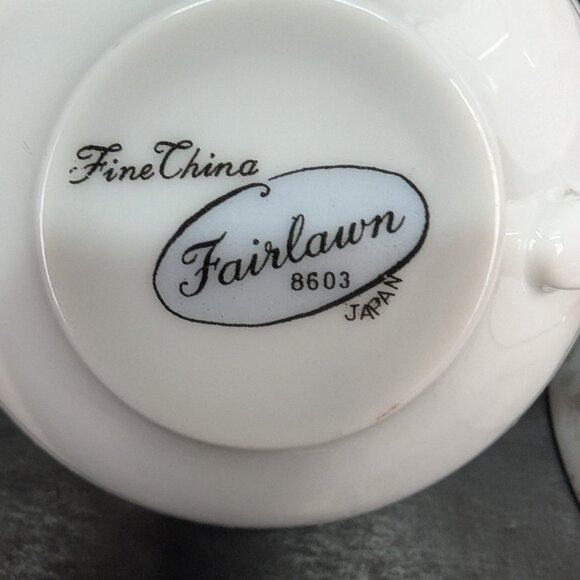 Fine China Japan Fairlawn Pattern 8603 Porcelain Flat 4 Oz Teacup Set of 4 - Picture 10 of 10
